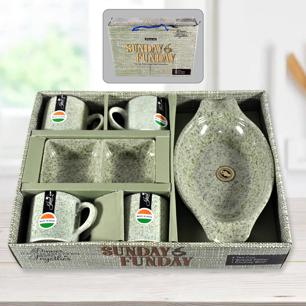Sunday Funday 6-Piece Tea Set – Platter & Dual Bowl