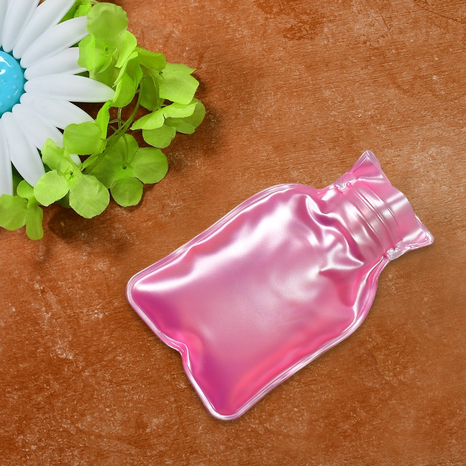 Simple Pink Small Hot Water Bag with Cover for Pain Relief
