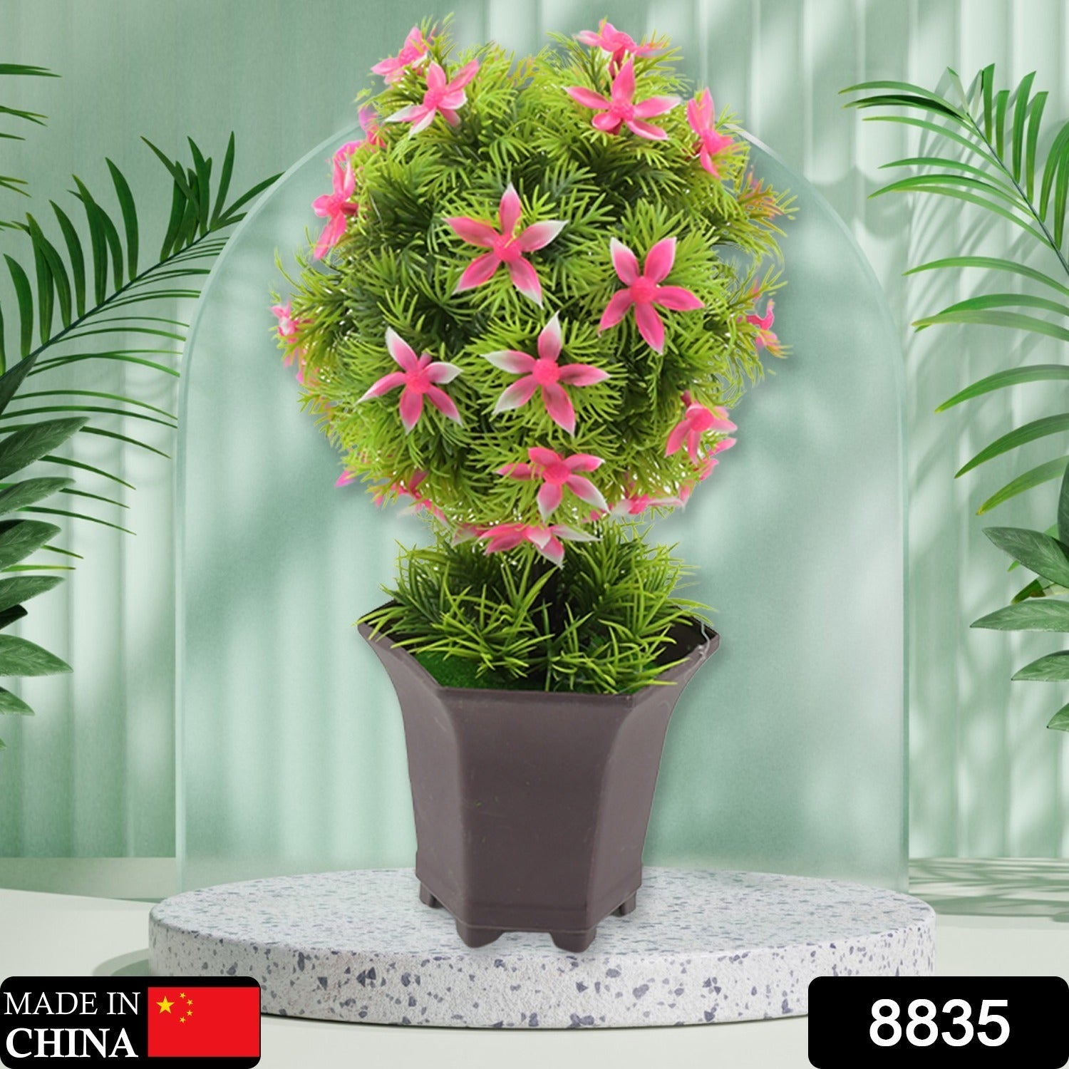 Wild Artificial Flower Plant with Cute Pot – Home Office Tabletop Decor, Indoor Balcony Decoration (1 Pc)
