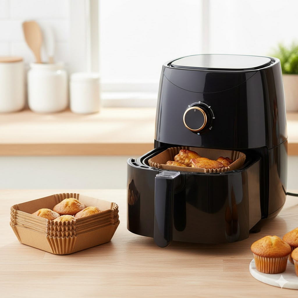 Square Air Fryer Disposable Paper Liner  (50 Pcs Set / 160mmx45mm)