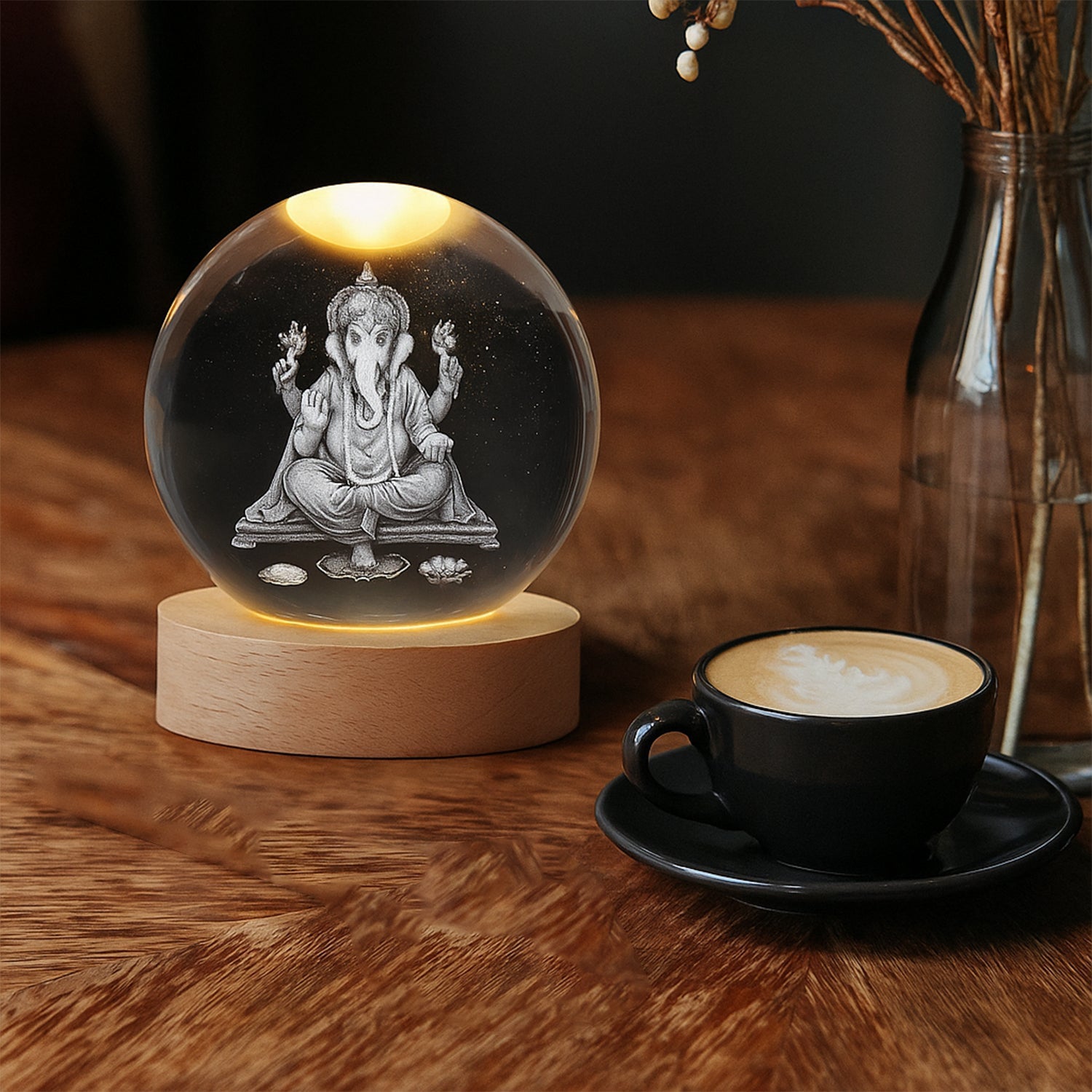 Ganesha 3D Crystal Ball Lamp