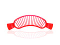 Plastic banana slicer with handle for easy slicing.