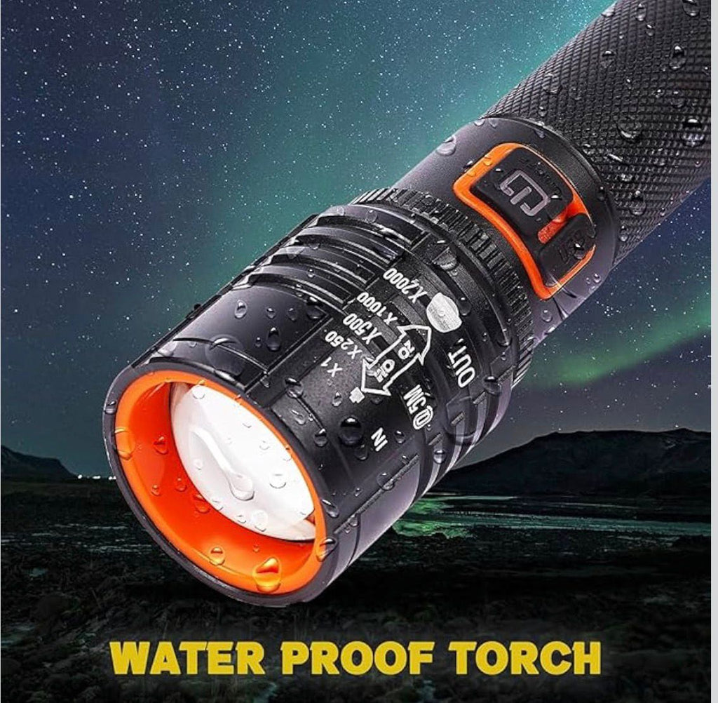 MZ 035 (ZOOMABLE LED Metal Torch) 4 Modes Flashlight, Super Bright