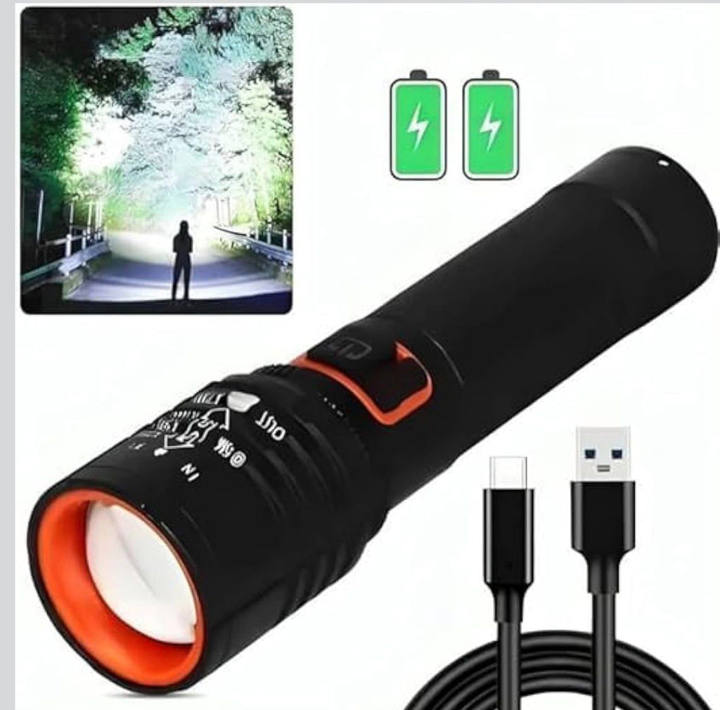 MZ 035 (ZOOMABLE LED Metal Torch) 4 Modes Flashlight, Super Bright